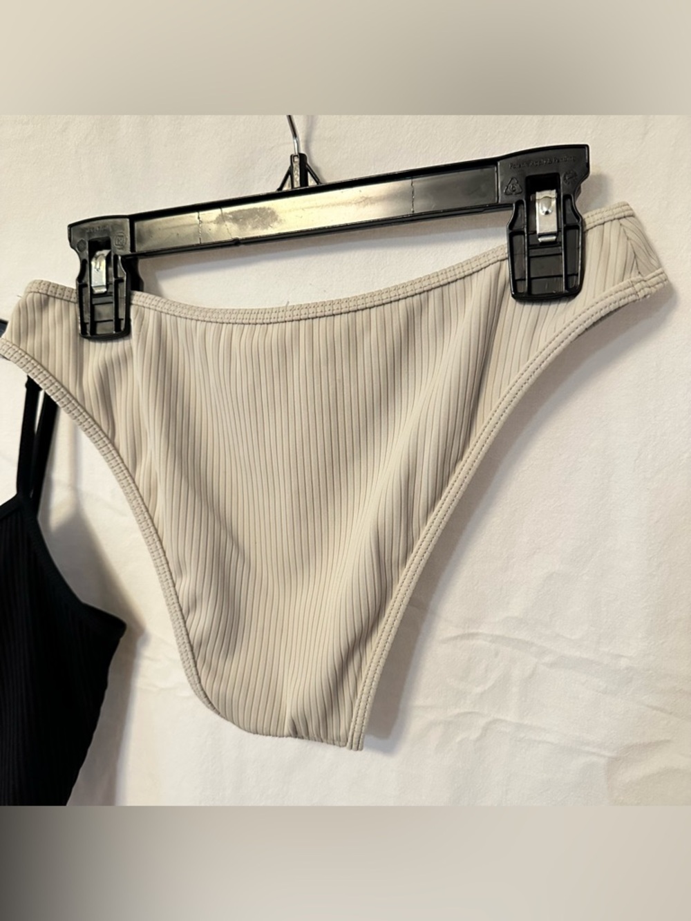 PacSun Black Ribbed Bikini Top with Bone Color Ribbed Bikini Bottom - Picture 5 of 12